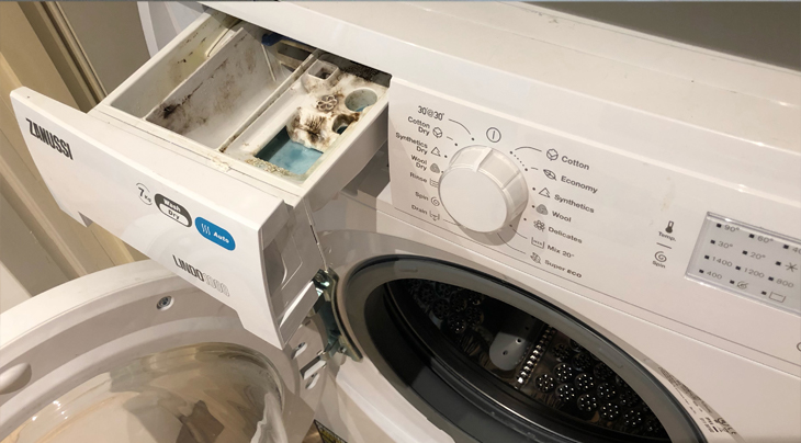 Ngăn bột giặt máy cửa trước có thể tháo rời