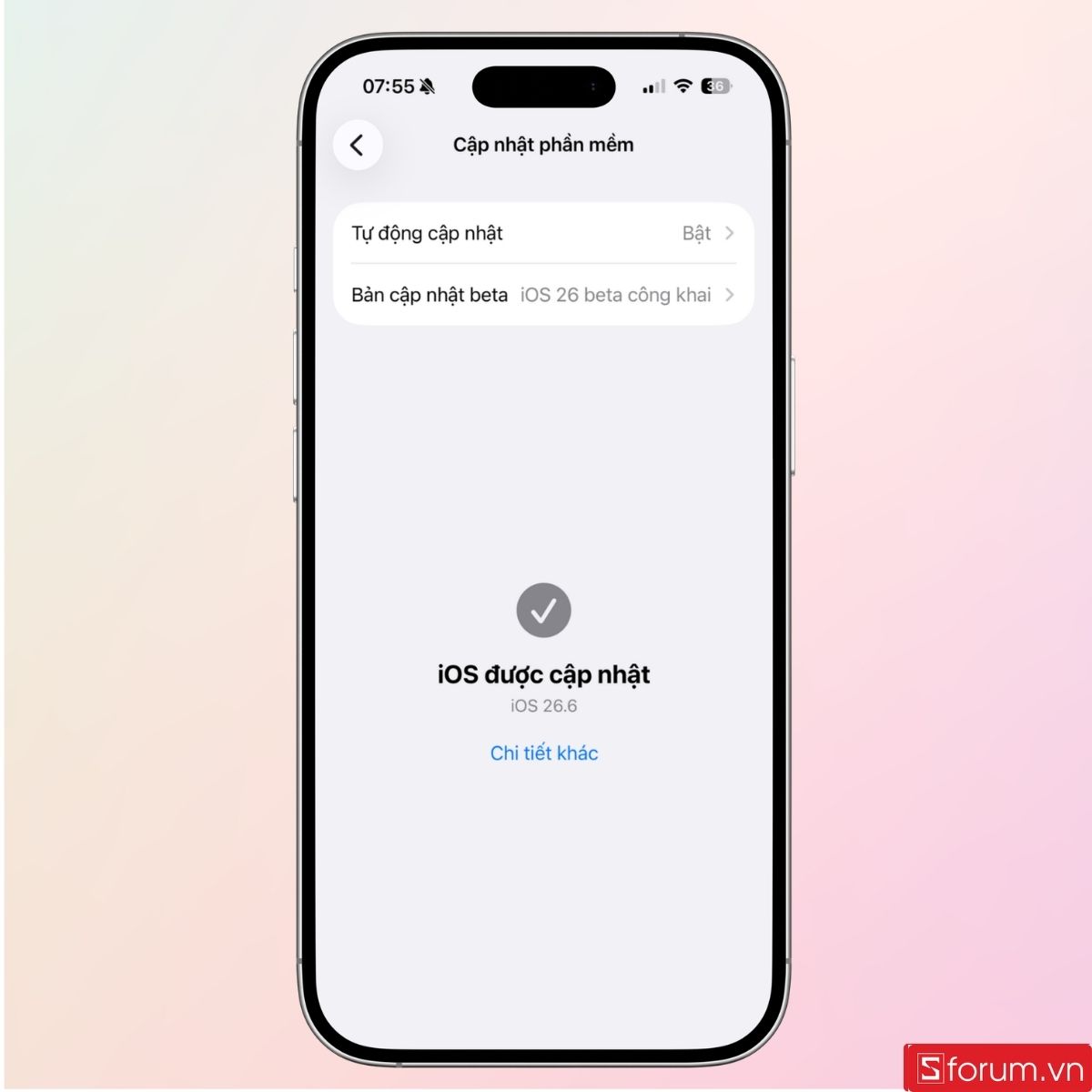 Nhấn Bản cập nhật beta